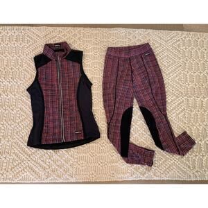 Kerrits Breakaway Vest and Riding Tights Breeches Berry Mirage Small